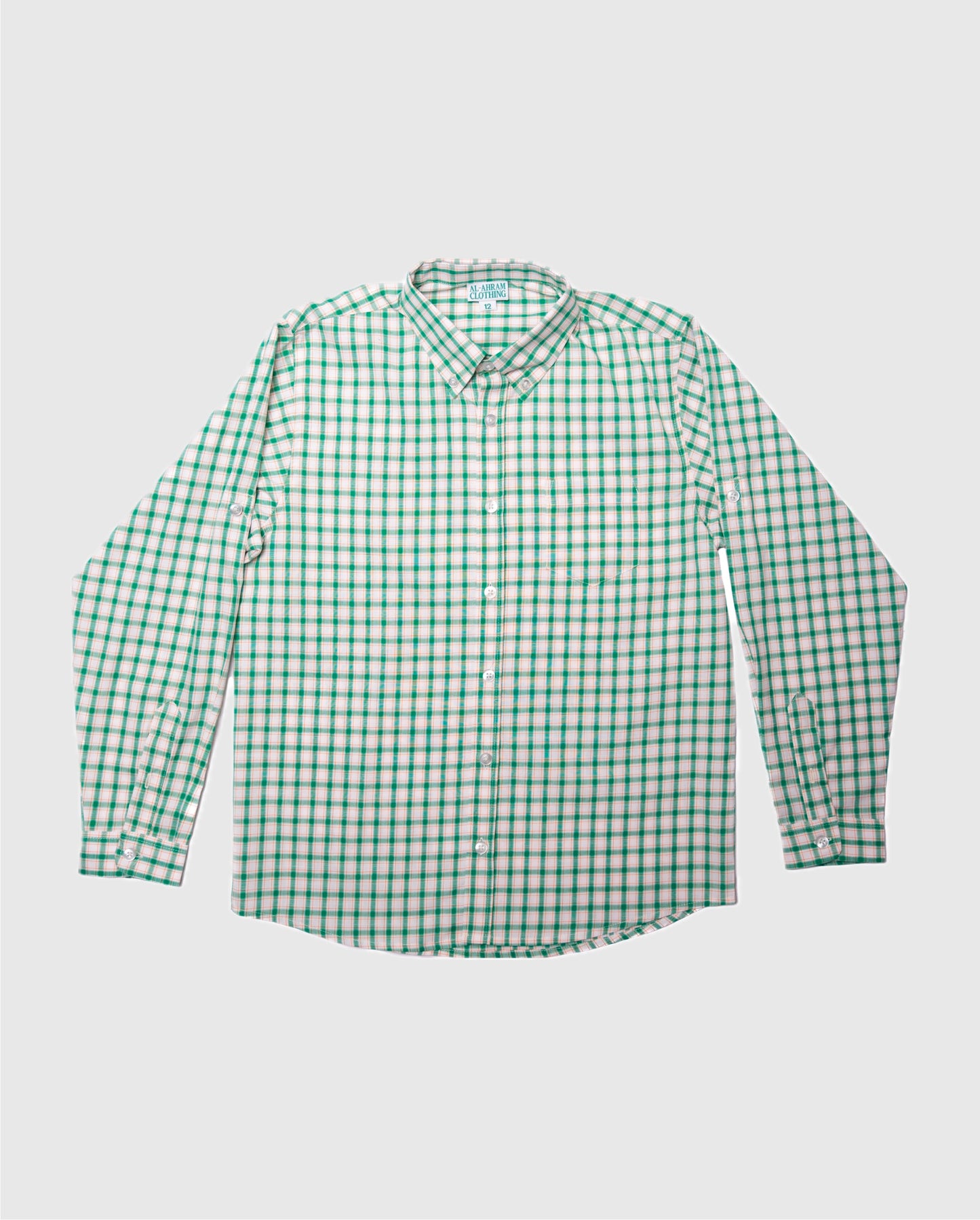 Boy's Green Checkered Long Sleeve Shirt