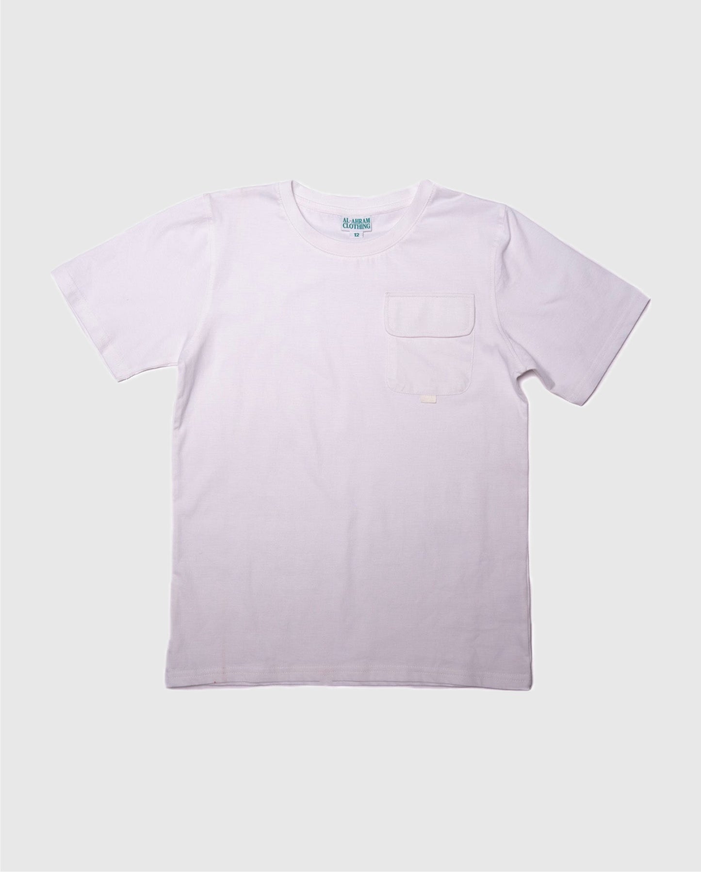 Boy's White Half Sleeve Pocket T-Shirt