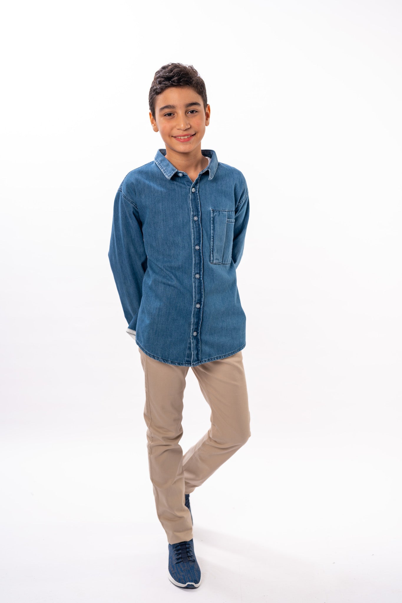 Boy's Jeans Long Sleeve Shirt in Blue