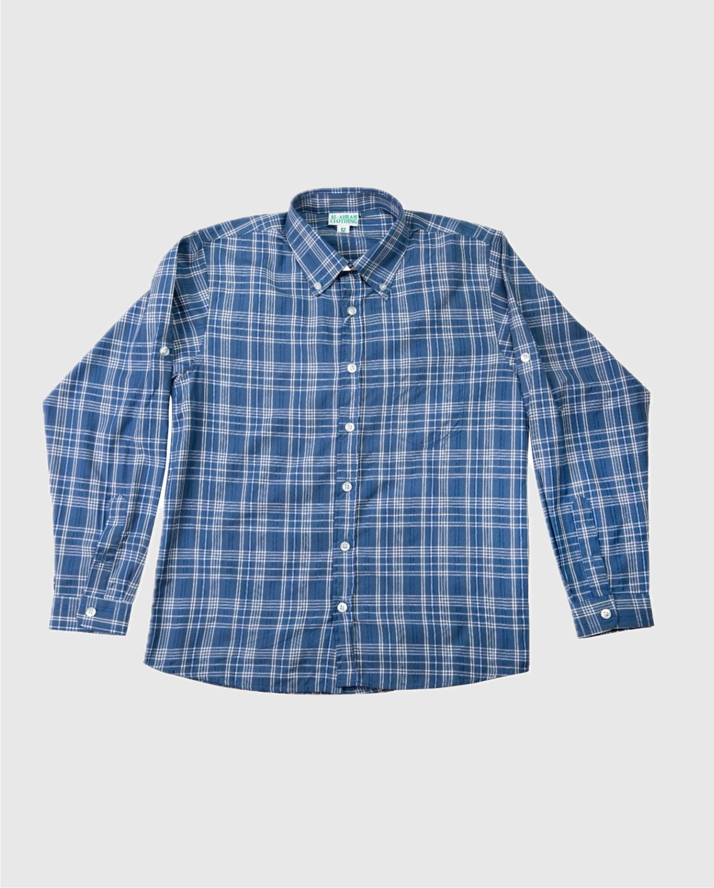 Boy's Blue Checkered Long Sleeve Shirt