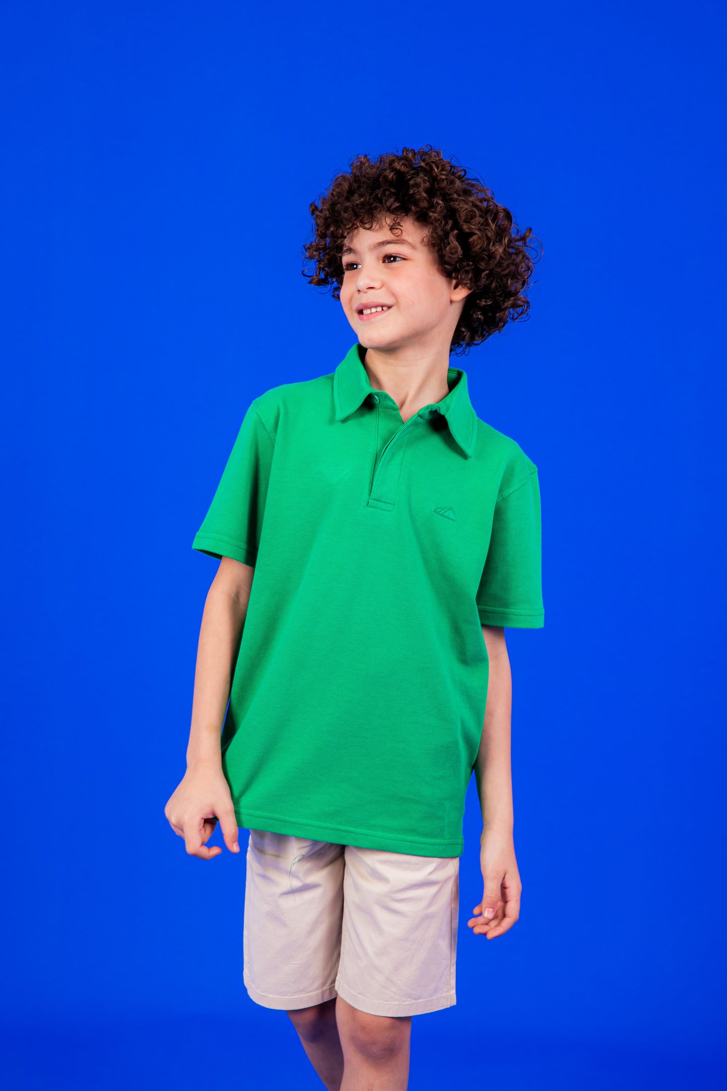 Boy's Pique Half Sleeve Polo in Green