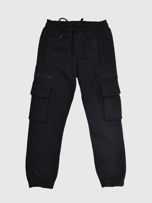 Boy's cargo sweatpants in black