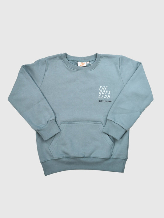 Boy's crew neck sweatshirt in teal blue