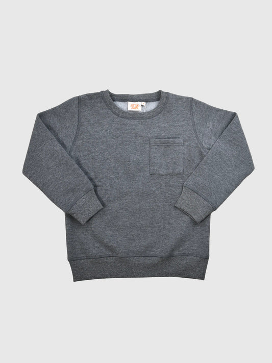 Boy's crew neck sweatshirt in dark grey chine