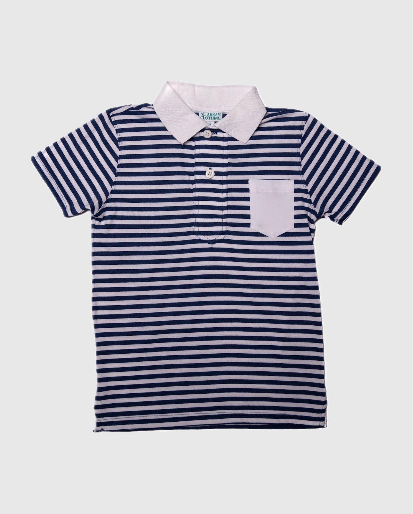 Boy's Striped Half Sleeve Polo in Blue